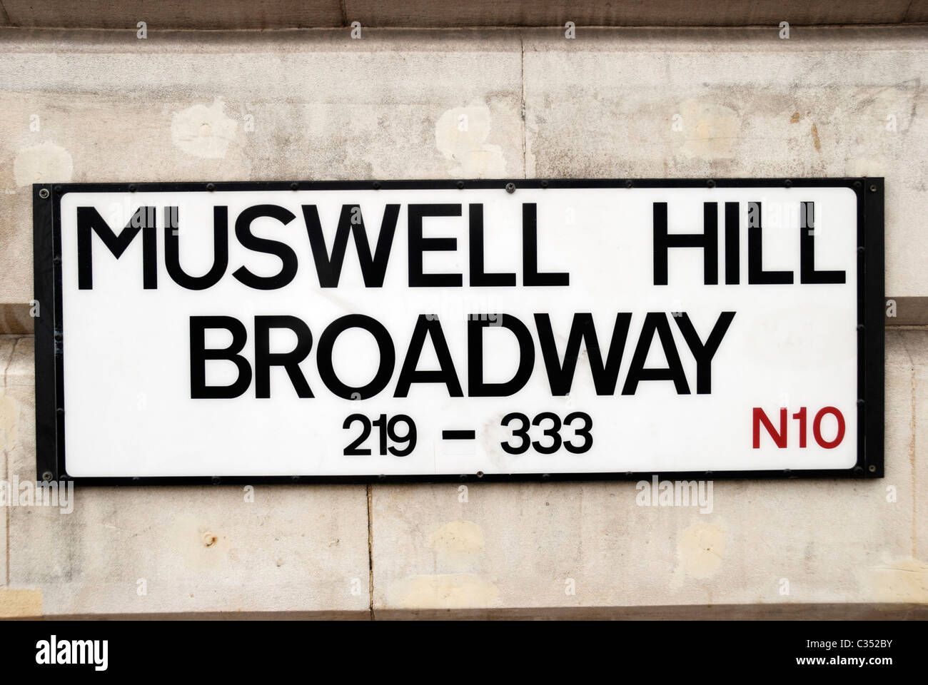 Muswell Hill Broadway N10 street sign, Muswell Hill, London, England Banque D'Images