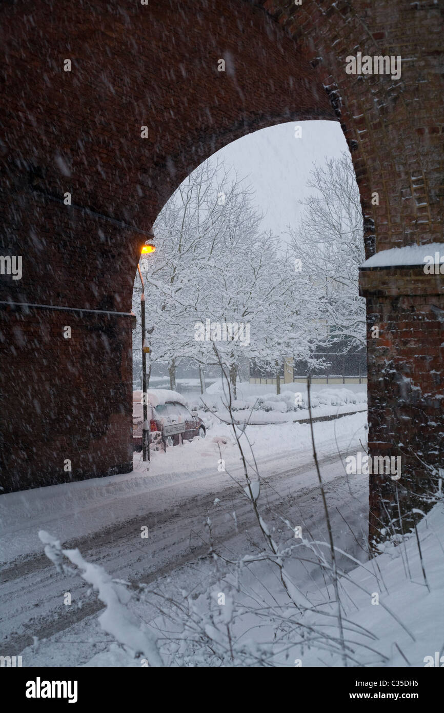 La neige dans le sud de l'Angleterre Surrey Guildford, Royaume-Uni Banque D'Images