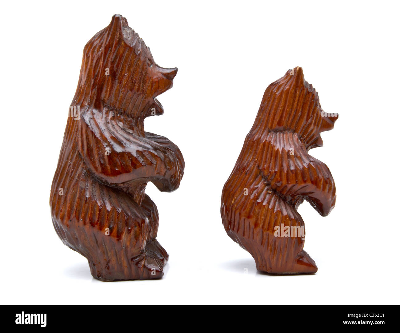 Paire de bois sculpté Forêt Noire allemande les ours. Banque D'Images