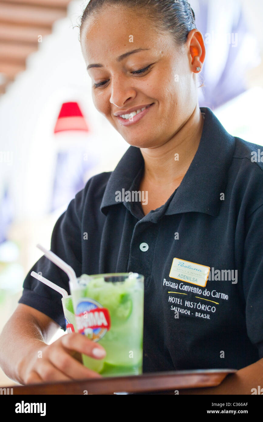 Caipirinha, Pestana Convento do Carmo, hôtel historique converti à partir d'un couvent dans le Pelourinho, Salvador, Brésil Banque D'Images