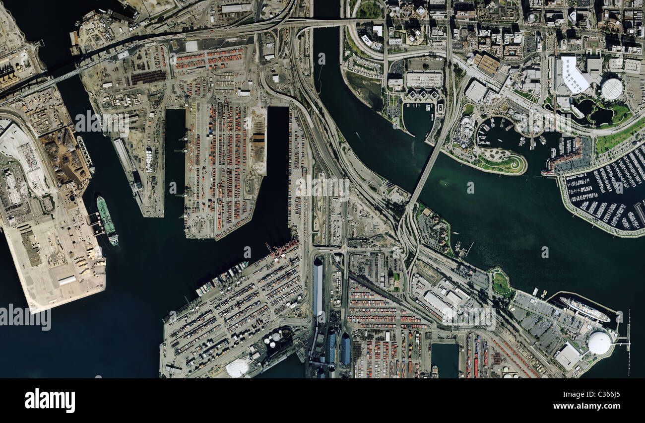 Carte aérienne voir Port de Long Beach Californie Banque D'Images