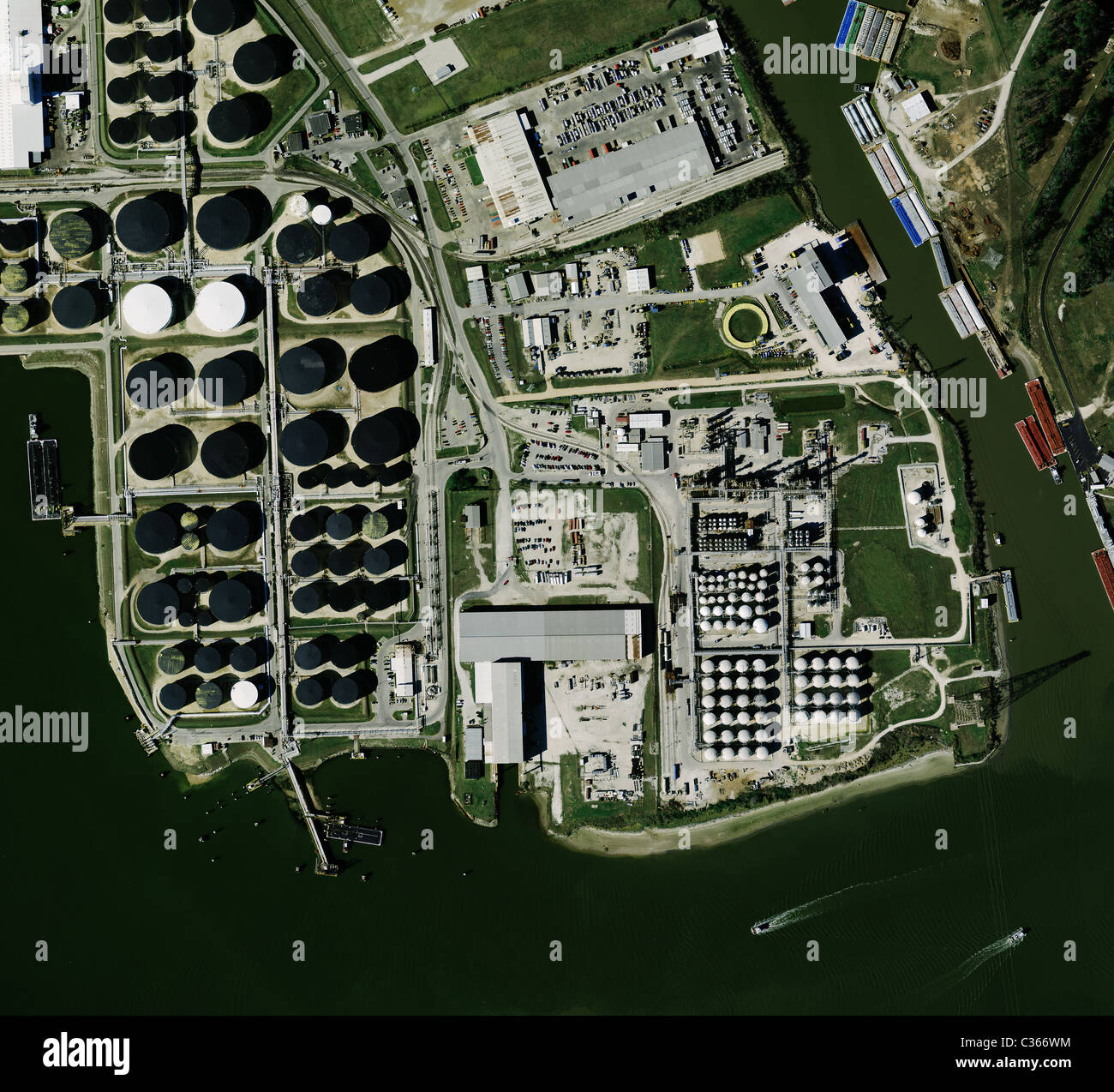 Photo aérienne vue de la carte au-dessus du port de Houston, au Texas Banque D'Images