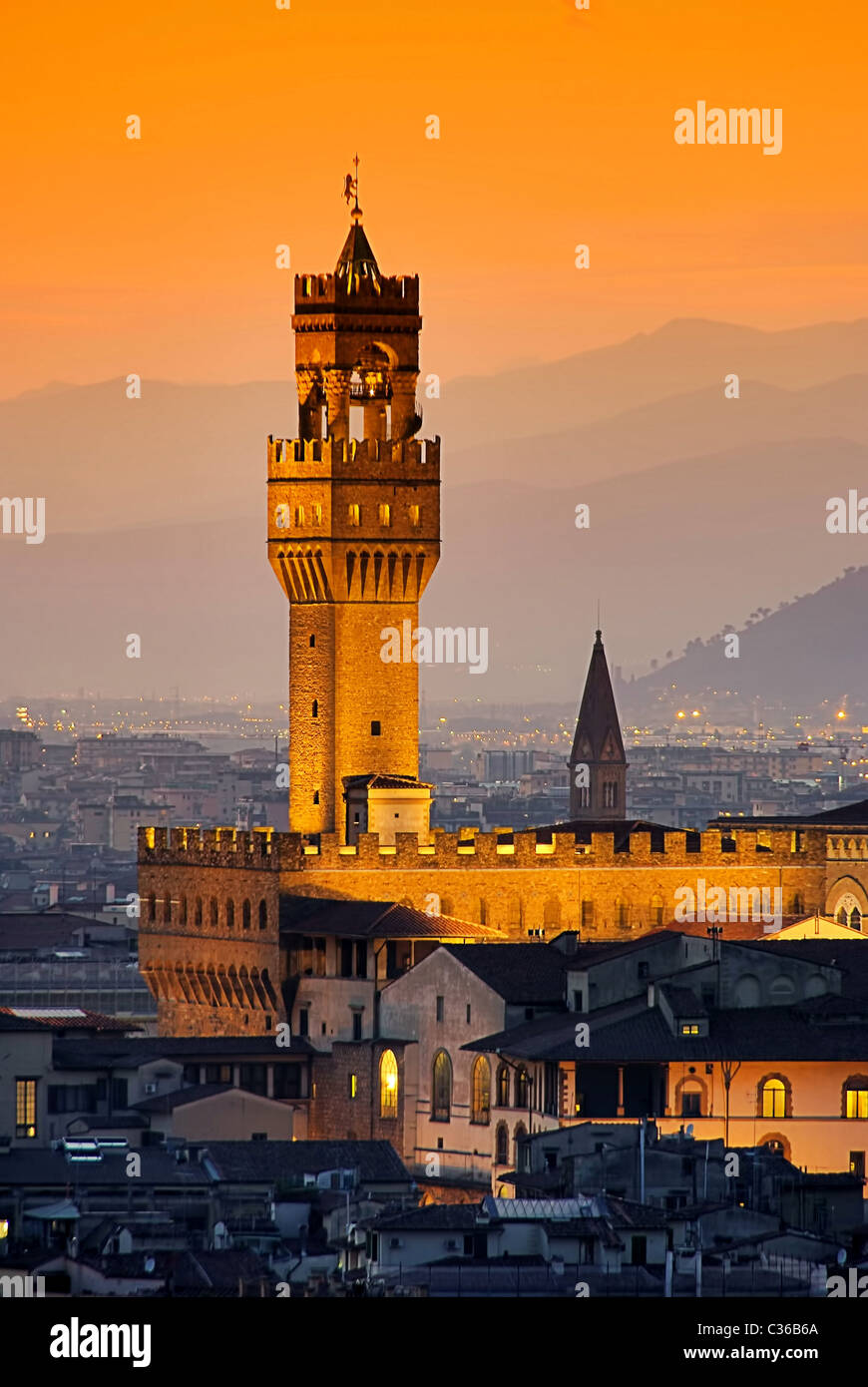 Florence Palazzo Vecchio Florence Palazzo Vecchio - Abend soir 04 Banque D'Images