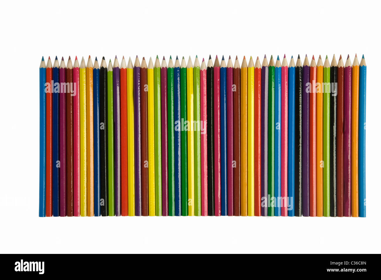 Crayons de couleur, isolé sur le fond blanc. Banque D'Images