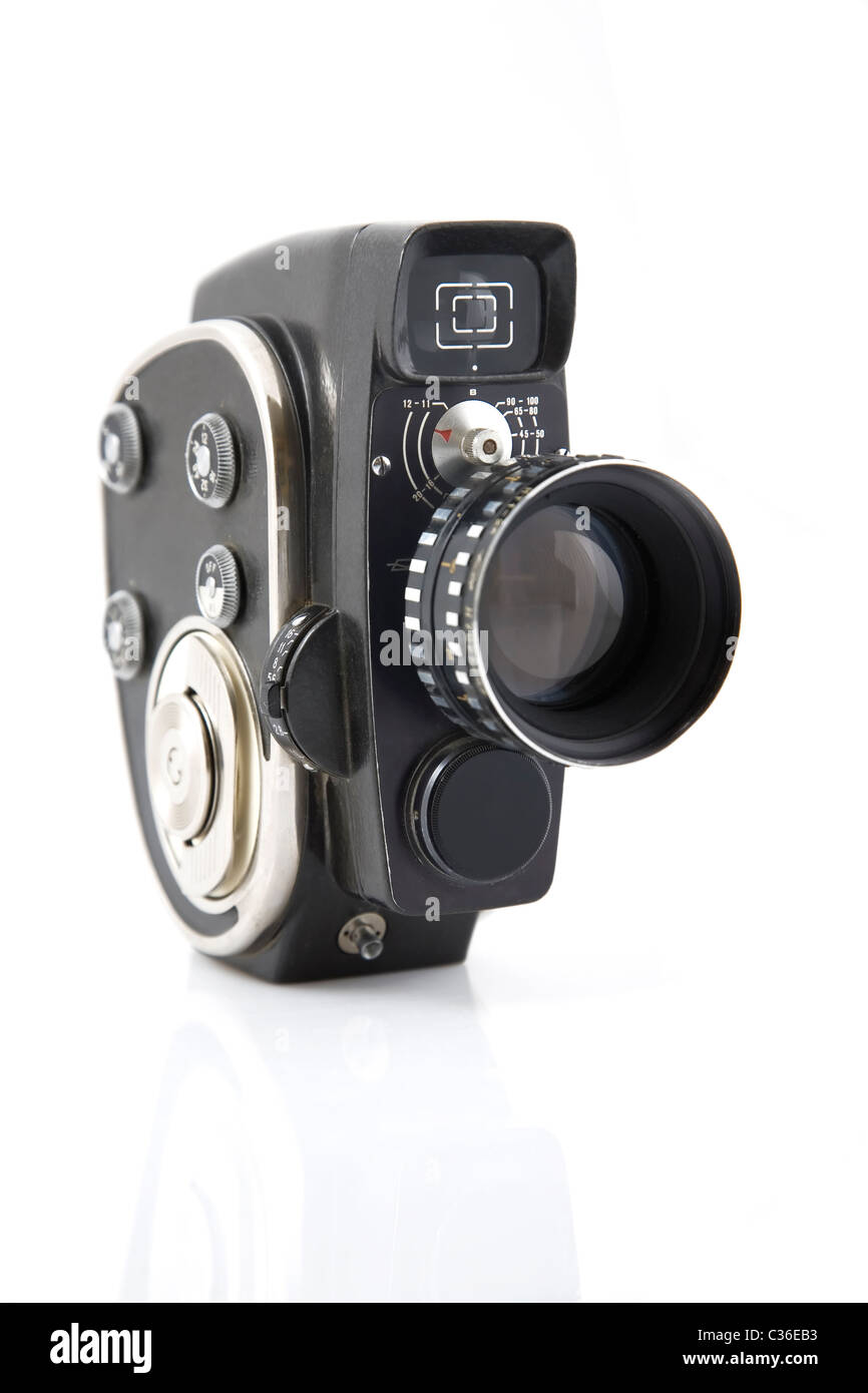 Vintage Film caméra sur un fond blanc Banque D'Images