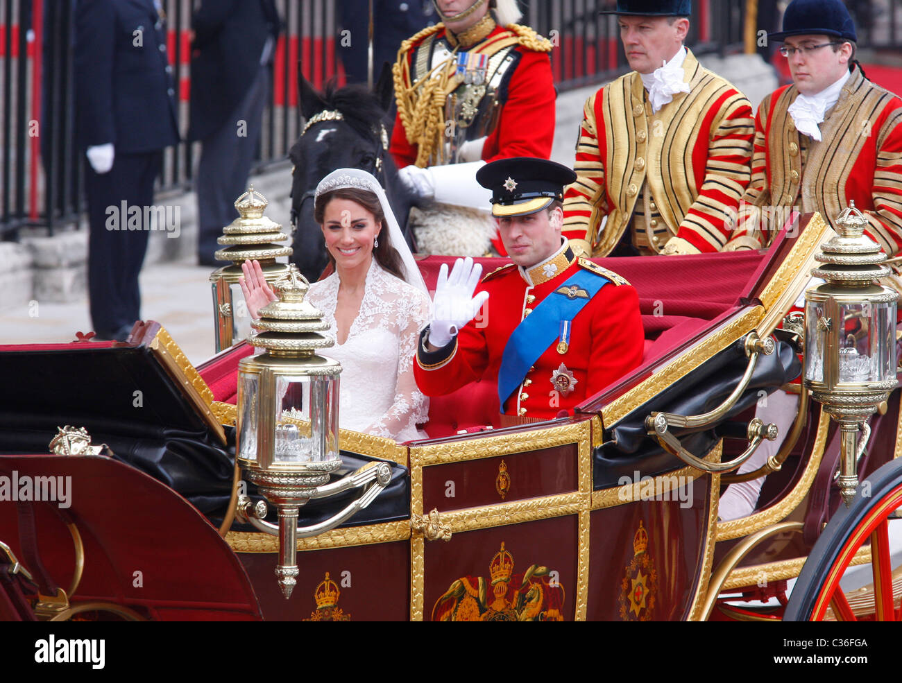 Le prince William et Kate Middleton Duc & duchesse de Cambridge mariage royal l'abbaye de Westminster, Londres 29 AVRIL 2011 Banque D'Images