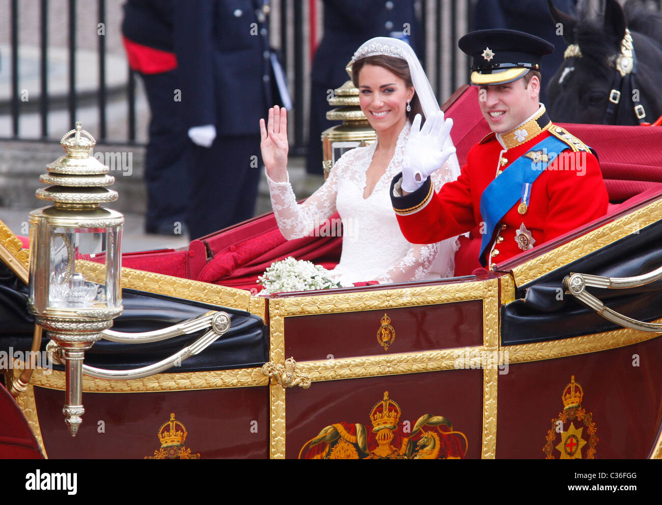 Le prince William et Kate Middleton Duc & duchesse de Cambridge mariage royal l'abbaye de Westminster, Londres 29 AVRIL 2011 Banque D'Images