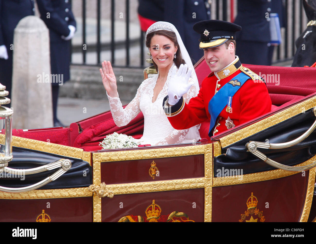 Le prince William et Kate Middleton Duc & duchesse de Cambridge mariage royal l'abbaye de Westminster, Londres 29 AVRIL 2011 Banque D'Images