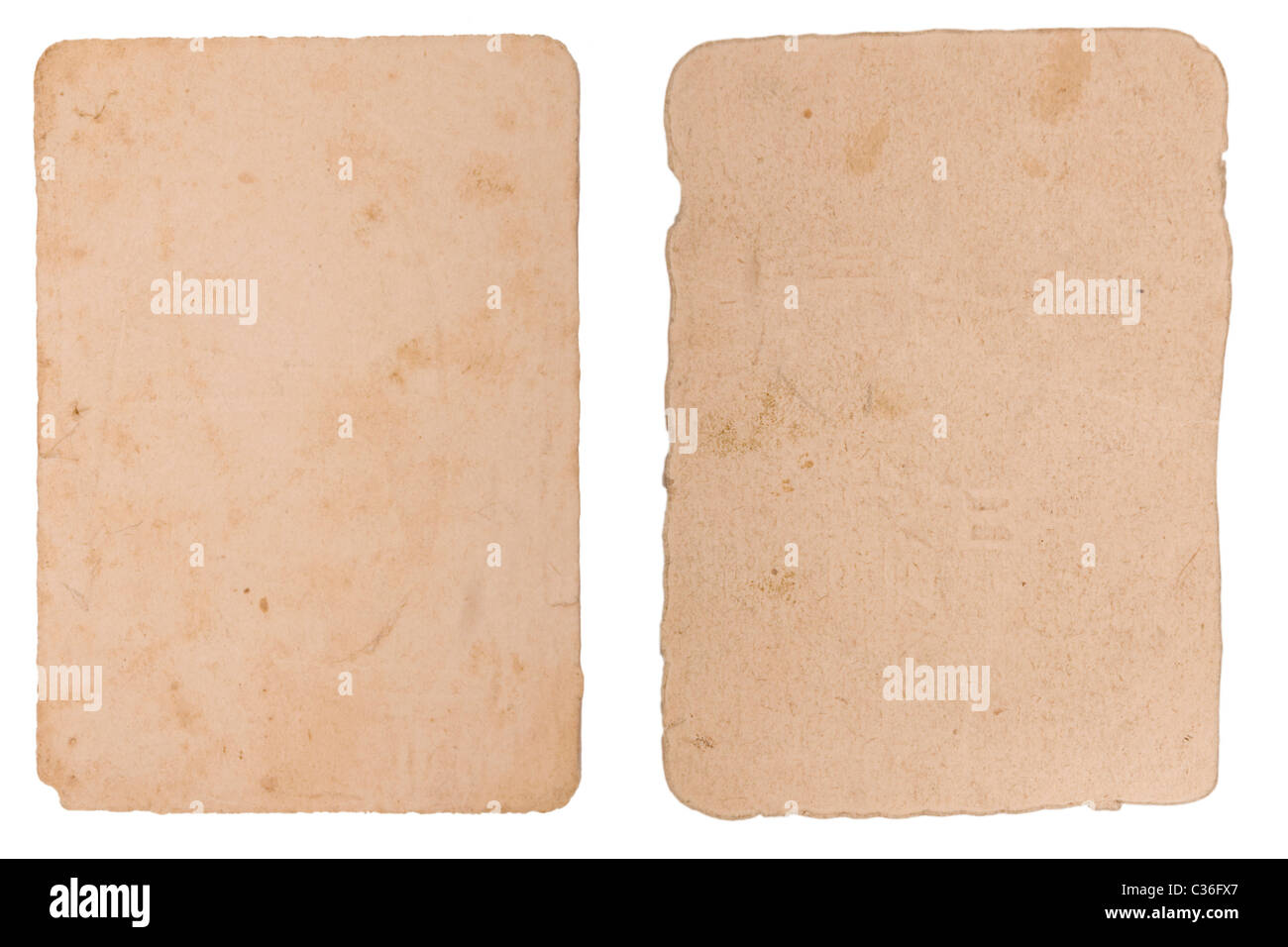 Deux de forme différente de la texture, de grunge, d'anciennes marques de papier avec l'âge Banque D'Images