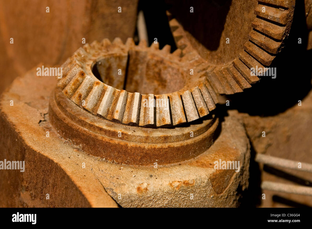 Détail de l'old rusty gears, roues de transmission Banque D'Images