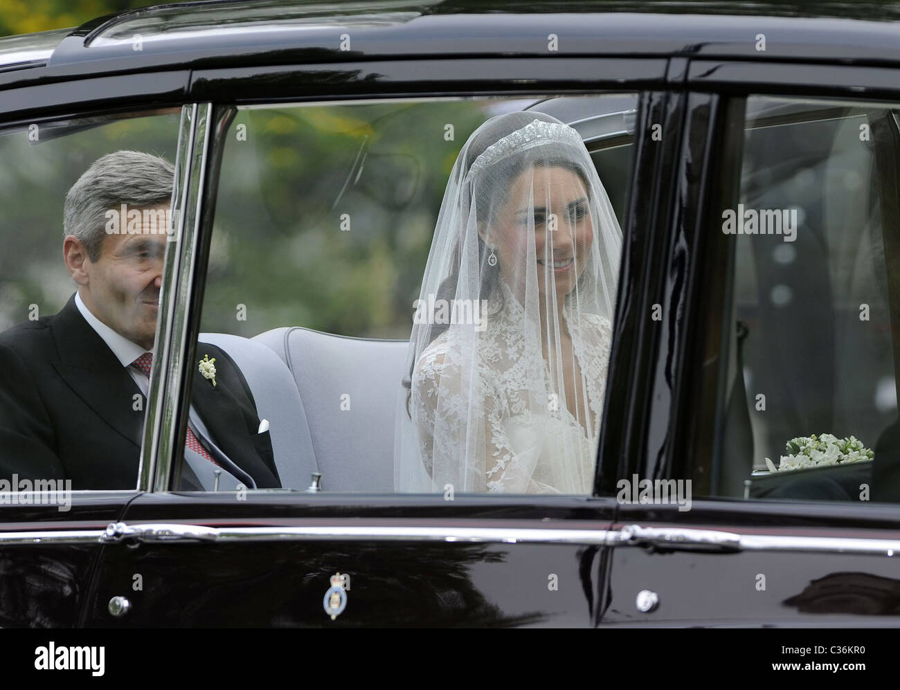 Le mariage du Prince William et Catherine Middleton. 29 avril 2011. Kate Middleton arrive à l'abbaye de Westminster, Banque D'Images