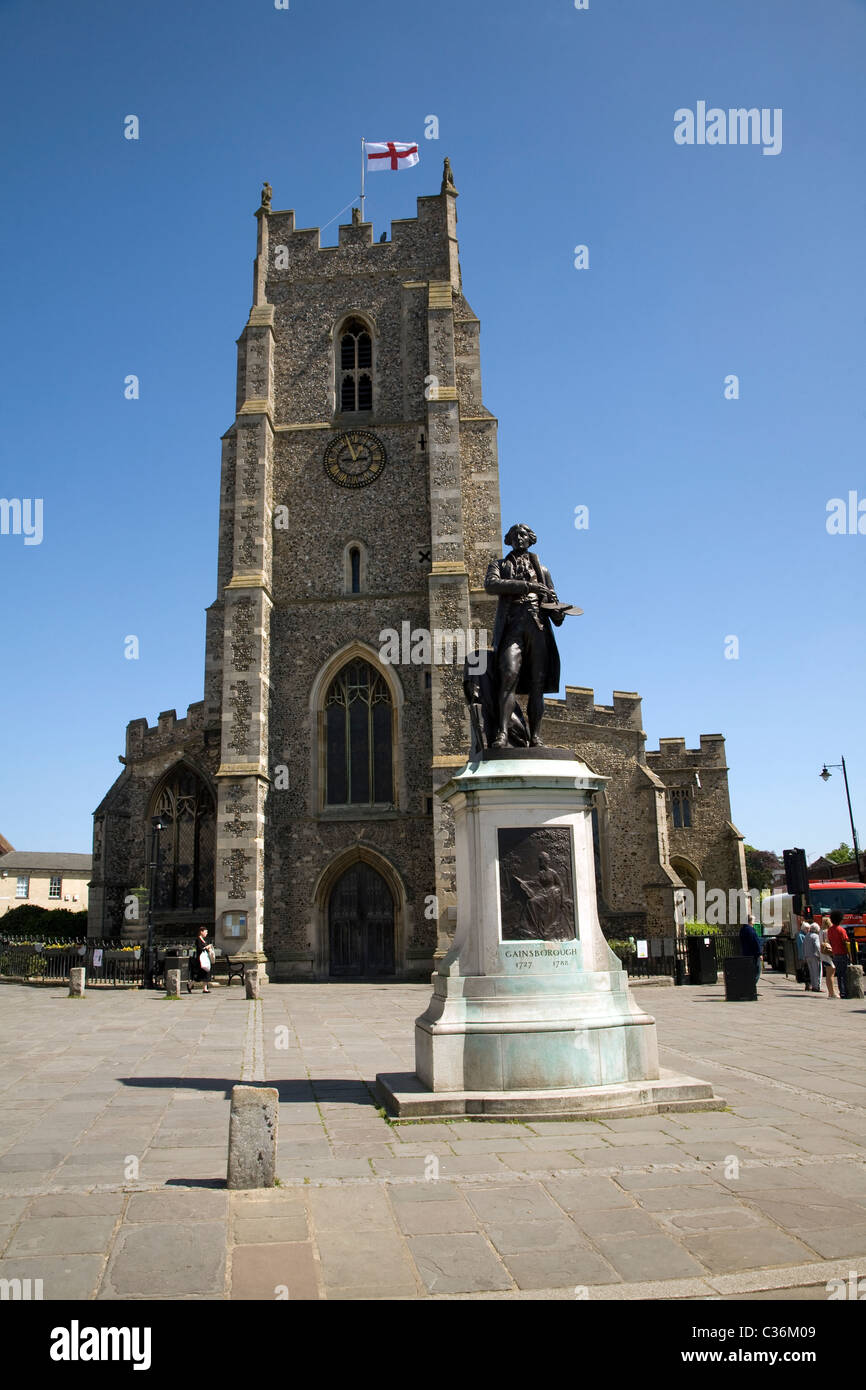 Thomas Gainsborough statue St Peter church Sudbury Suffolk Angleterre Banque D'Images