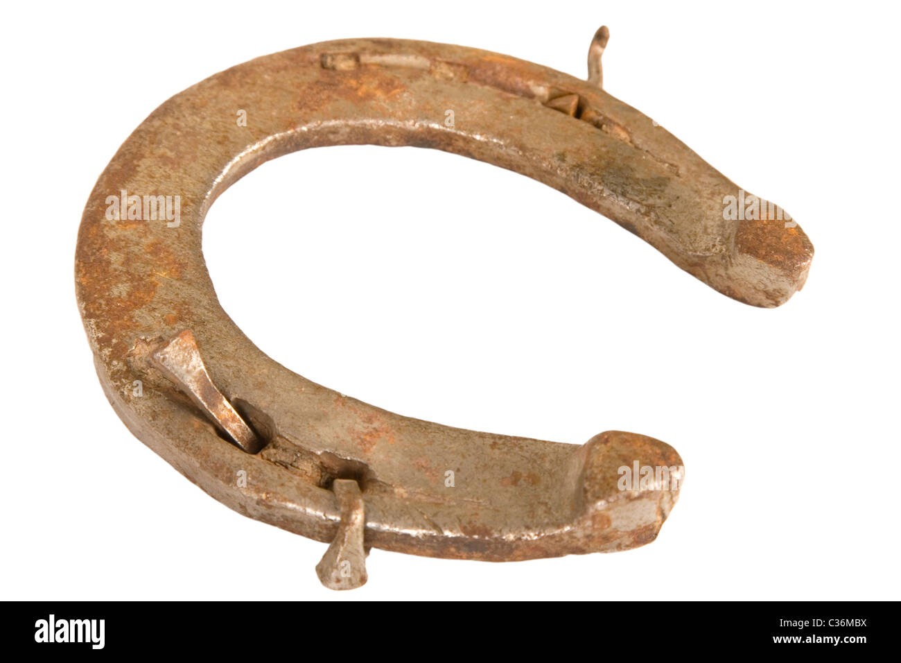 Vintage horseshoe, talisman de la chance symbole sur fond blanc Banque D'Images