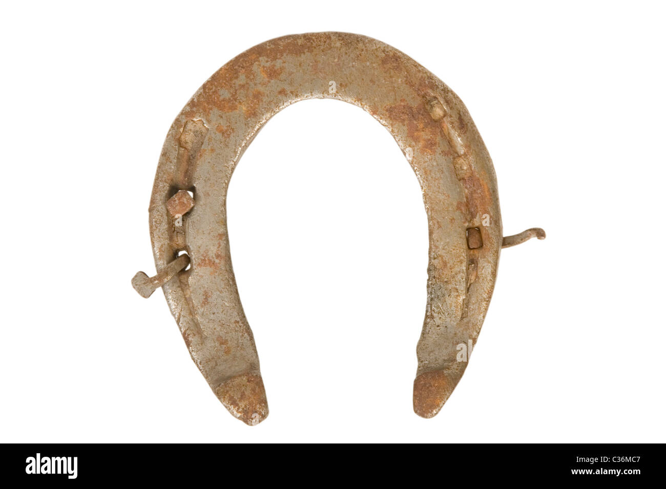 Vintage horseshoe, talisman de la chance symbole sur fond blanc Banque D'Images