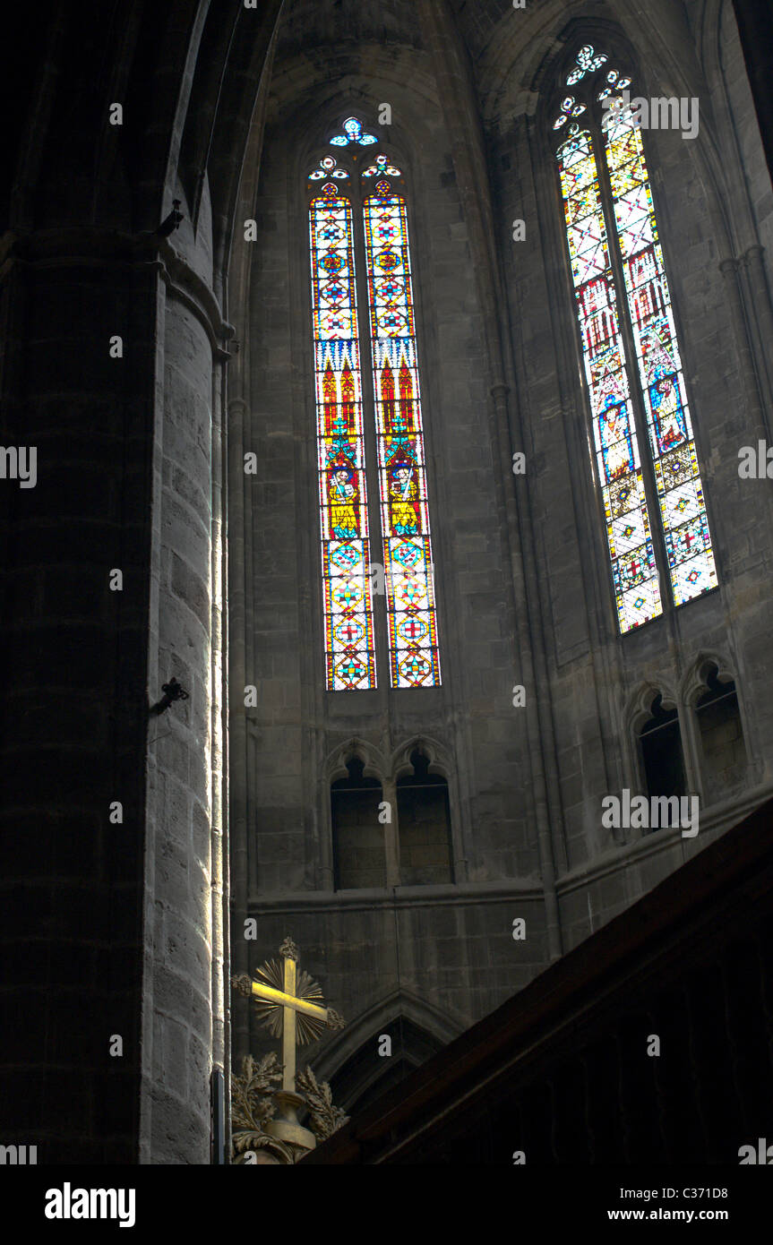 Vitraux, Cathédrale de Narbonne Banque D'Images