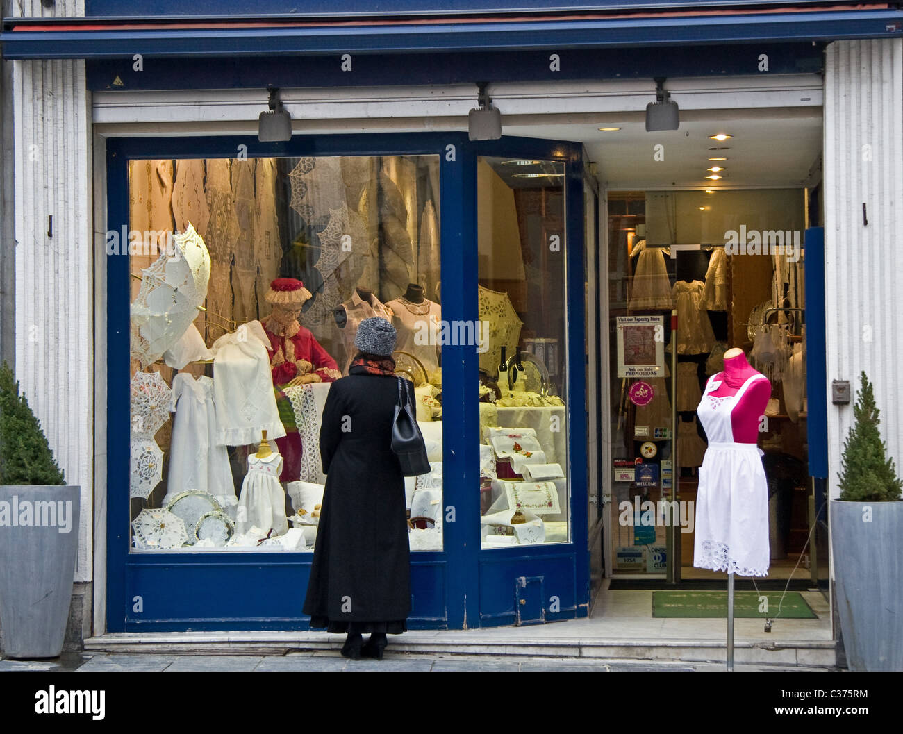 Lace Boutique, Rue au Beurre, la basse-ville, centre-ville, Bruxelles, Belgique Banque D'Images