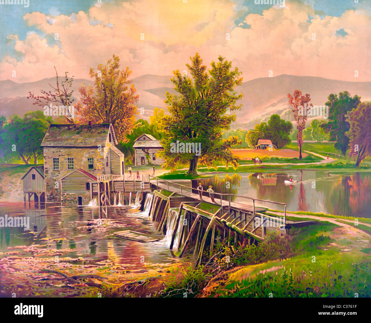 Sleepy Hollow - peinture pays bucolique, vers 1884 Banque D'Images