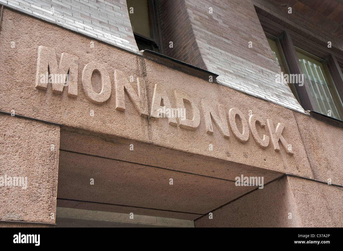 Inscrivez-vous sur le bâtiment Monadnock à Chicago. C'est le plus haut du monde maçonnerie porteuse immeuble commercial (terminé en 1890) Banque D'Images