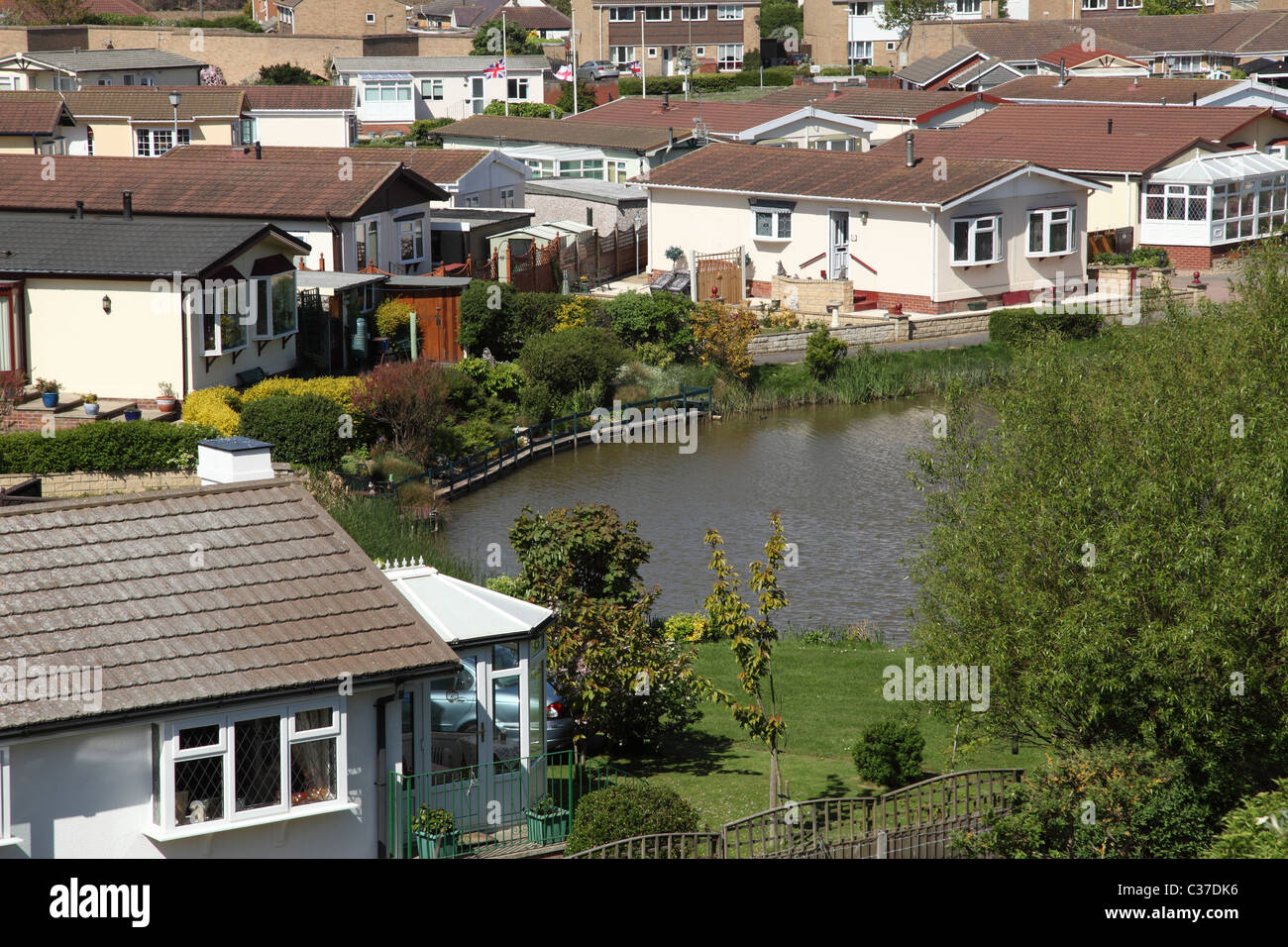 Un parc de maisons mobiles au Royaume-Uni. Banque D'Images