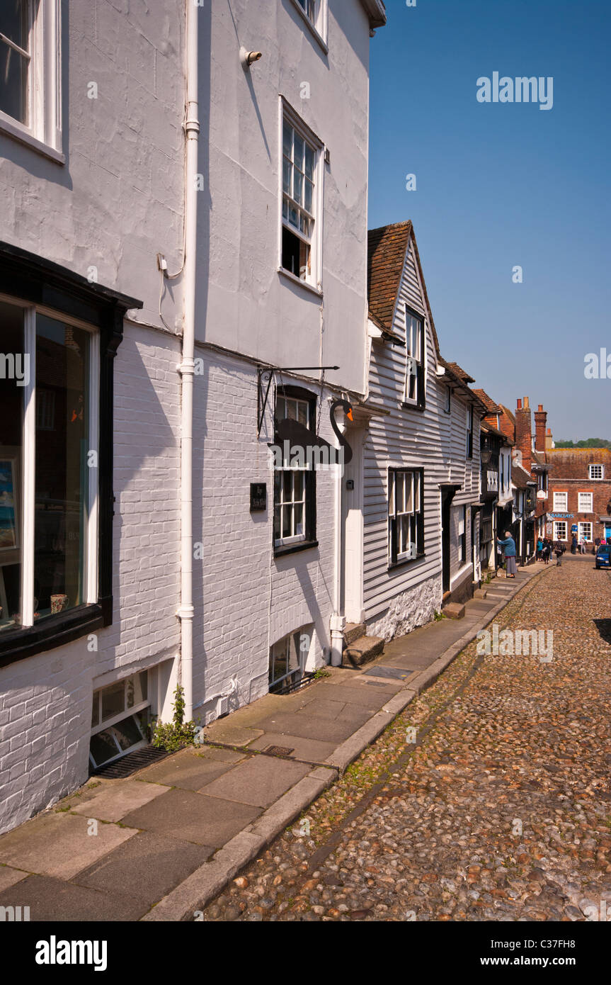 Vue vers le bas de la rue de l'Ouest East Sussex Angleterre Rye Banque D'Images