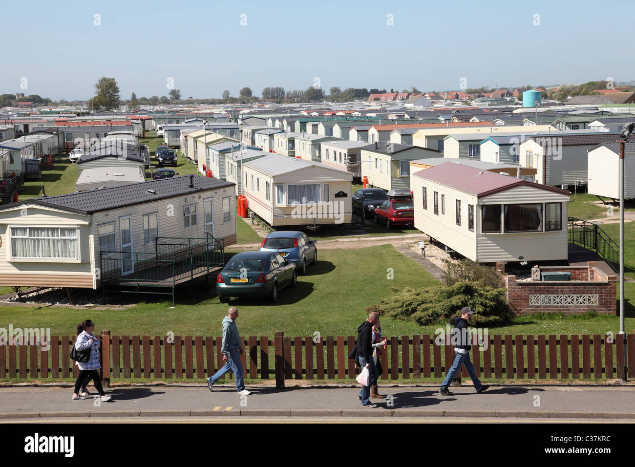 Un garage mort lors d'une station de vacances Lincolnshire. Banque D'Images