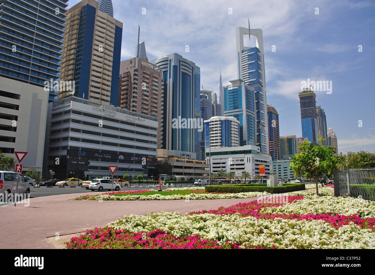 Gratte-ciel, le centre-ville de Dubai, Dubaï, Émirats Arabes Unis Banque D'Images