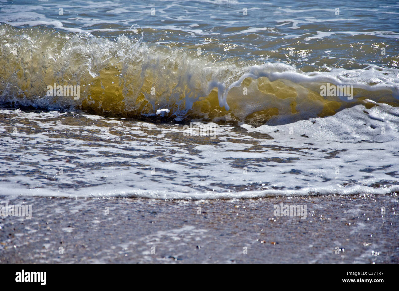 Un gros plan d'​​Waves la mer à la plage de Southend-on-Sea dans l'Essex, UK Banque D'Images