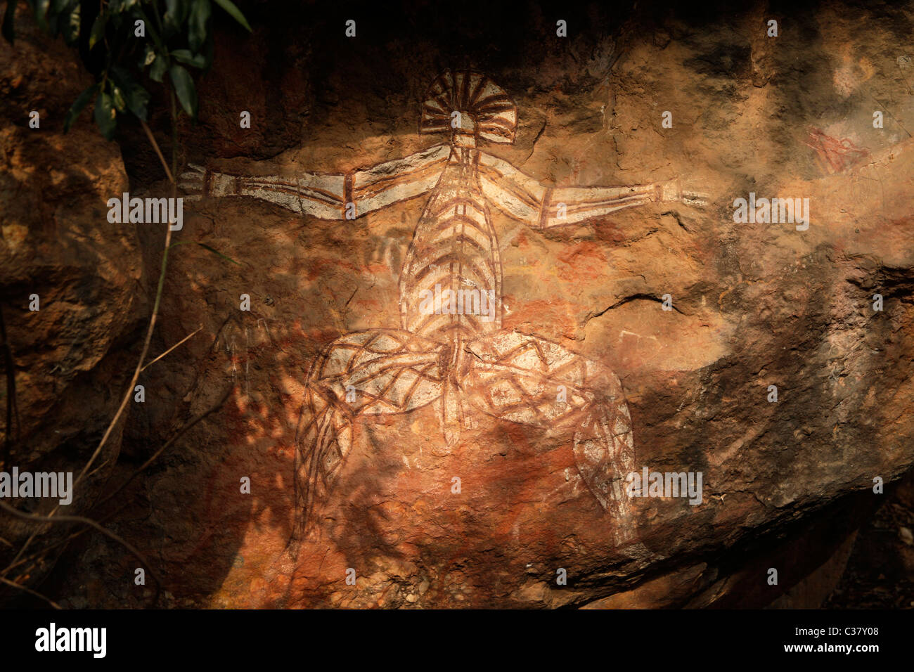 Art rupestre aborigène sur Nourlangie Rock - Parc National de Kakadu près de Darwin, Territoire du Nord, Australie Banque D'Images