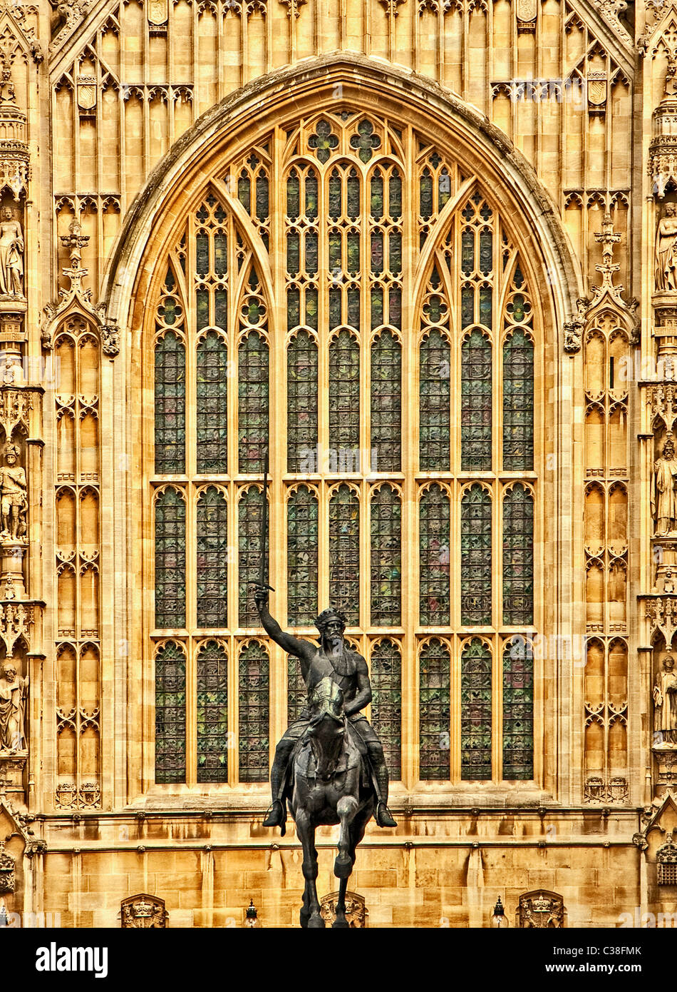 Monument de Richard Lionheart dans Westminster ; Denkmal von Richard Löwenherz vor dem Parlament dans Westminster Banque D'Images