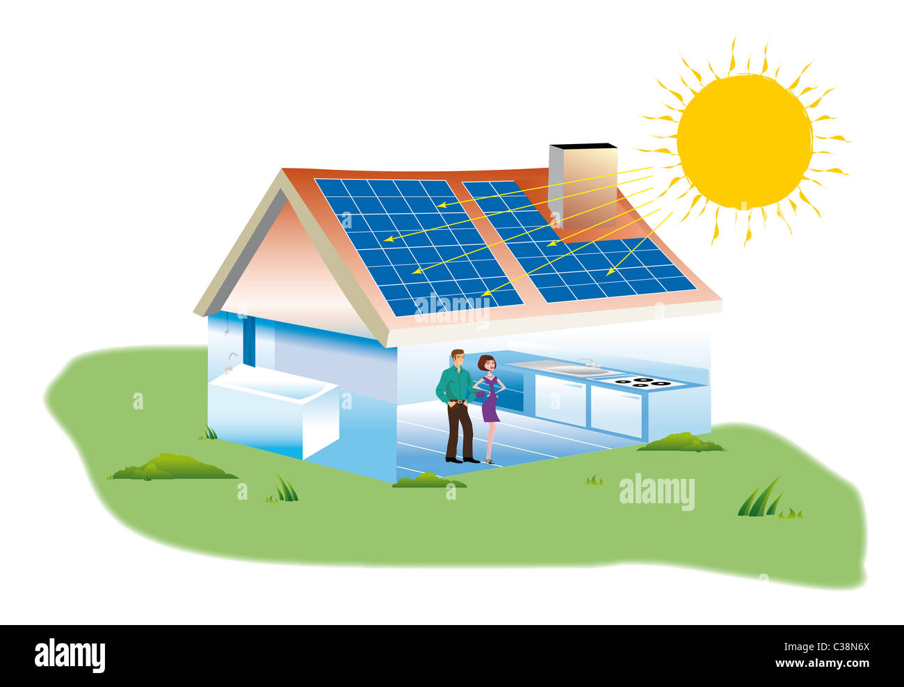 Immobilier Acheter Une Maison Avec Des Panneaux Solaires Photo Stock Alamy