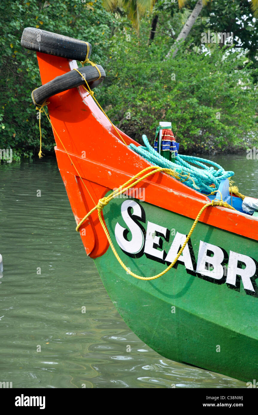 L'Inde, le Kerala backwaters, bateau de pêche Banque D'Images