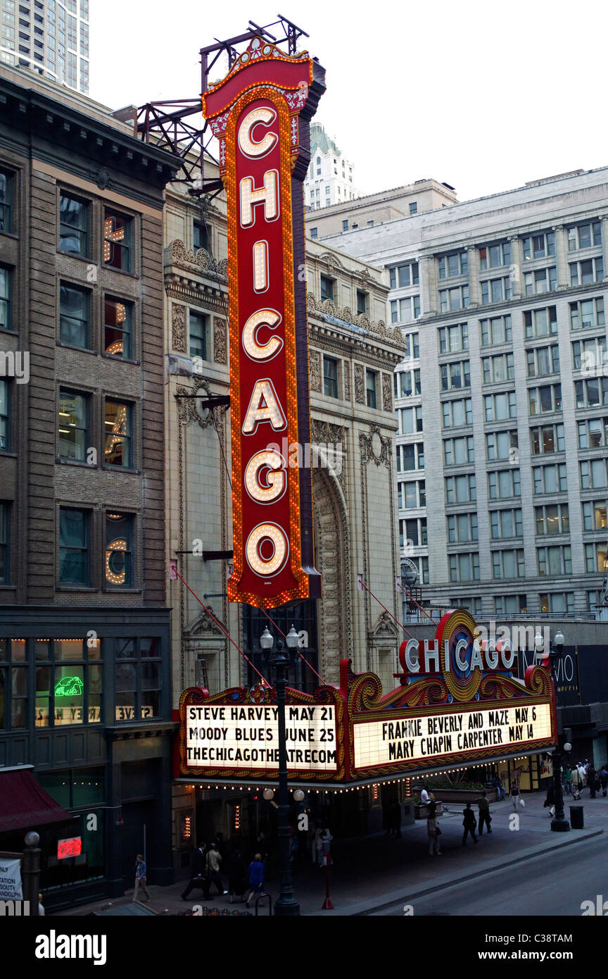 Le Chicago Theatre à Chicago, IL. Banque D'Images