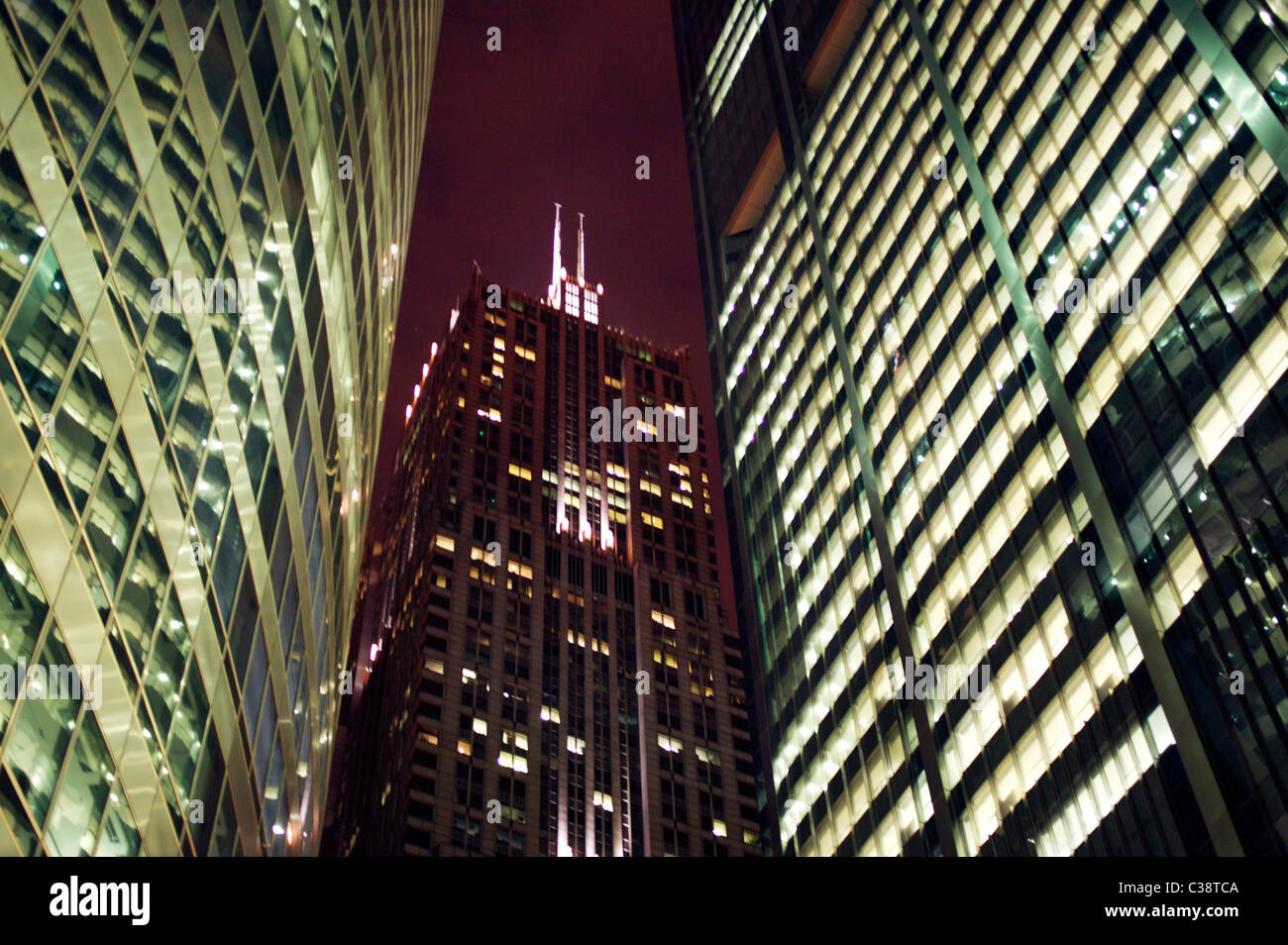 La Sears Tower, Chicago by night. Banque D'Images