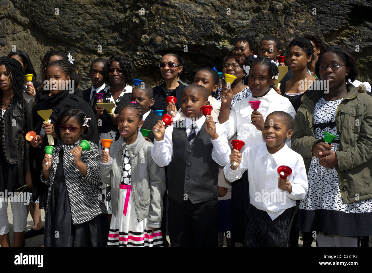 Sonneurs de effectuer en Mt. Morris Park dans le quartier de Harlem Heritage Rose à New York Banque D'Images