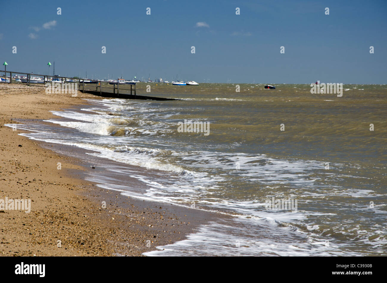 La plage à Southend on Sea dans l'Essex, UK Banque D'Images