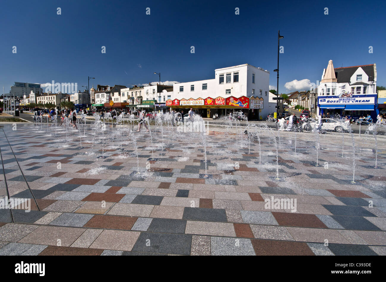 Fontaines à la promenade du bord de mer à Southend-on-Sea, Essex, Angleterre, RU Banque D'Images