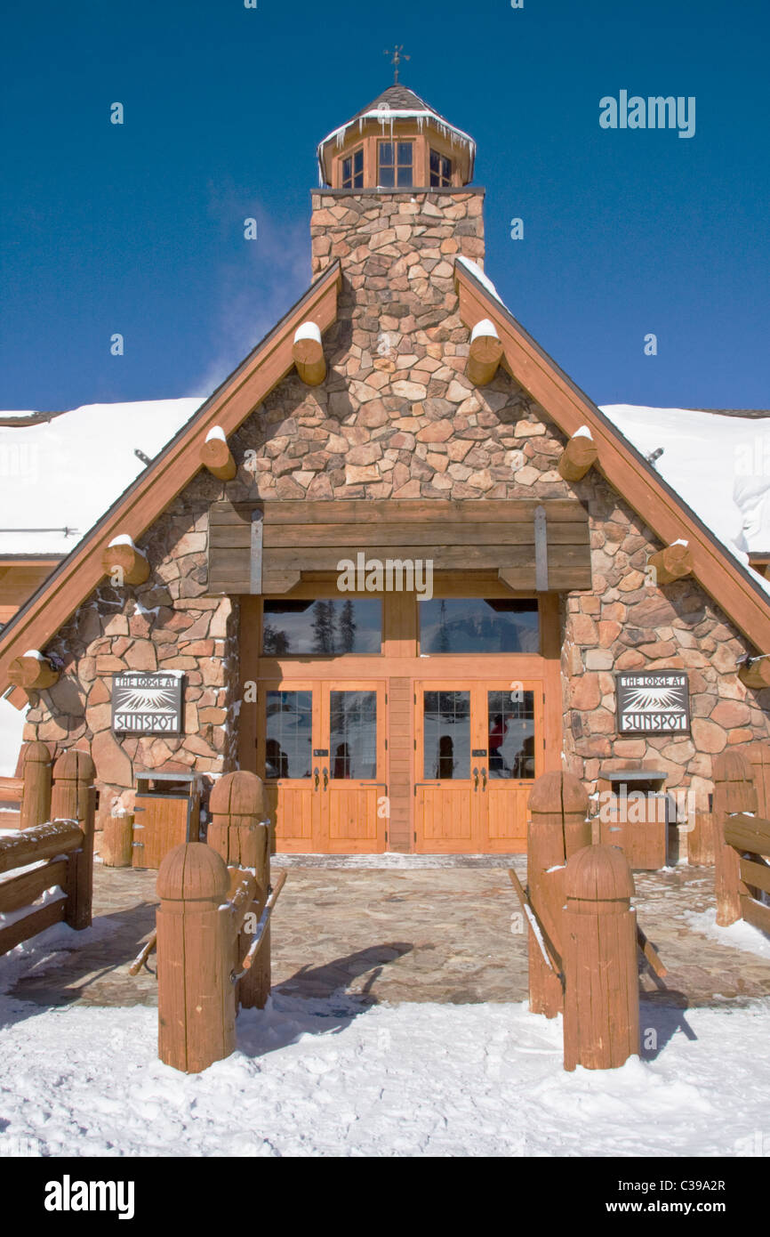 Le Lodge à Sunspot, premier sommet restaurant, Winter Park Resort, Colorado, USA Banque D'Images