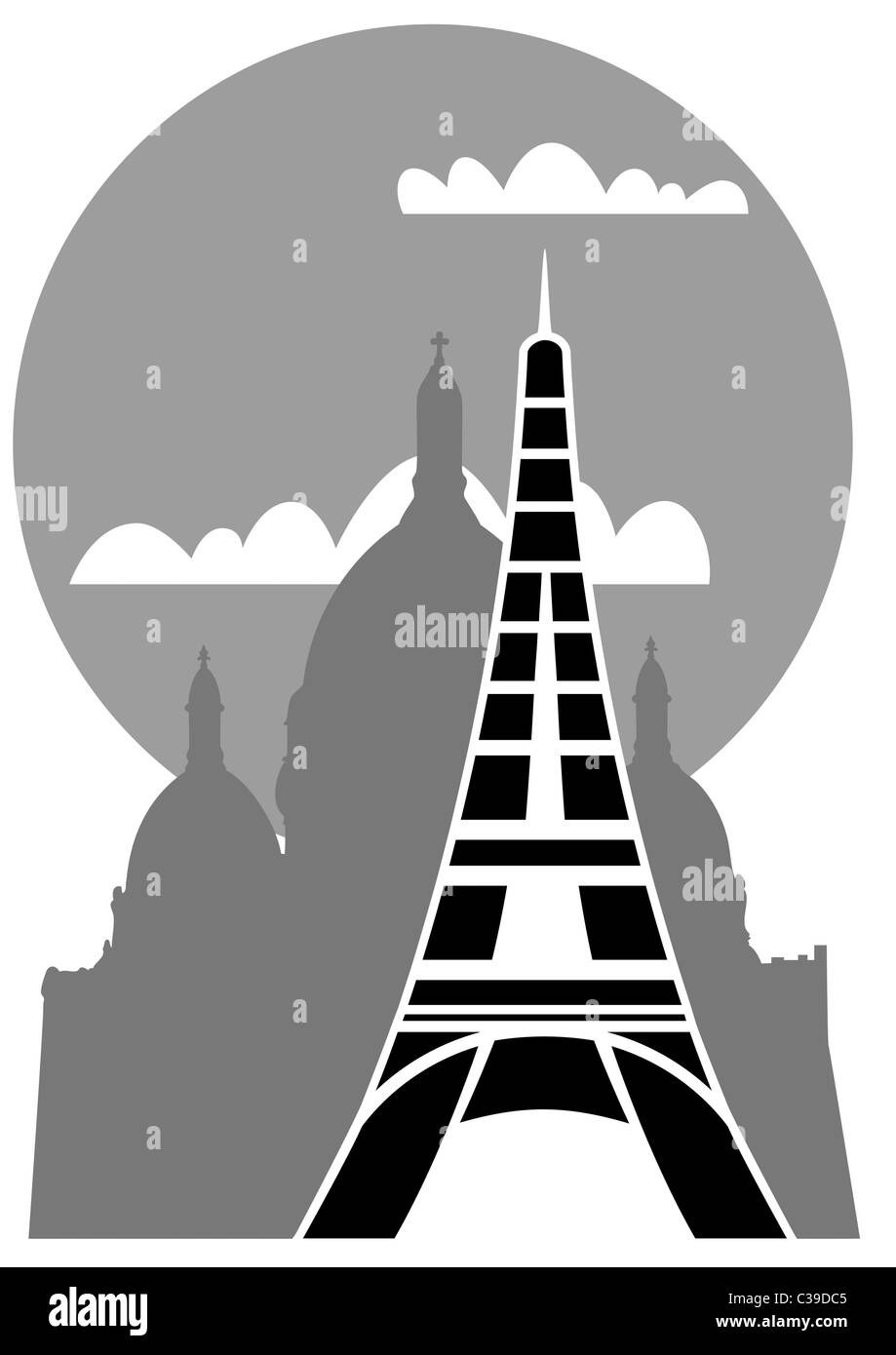 La Tour Eiffel avec le sacré Cœur en arrière-plan Banque D'Images