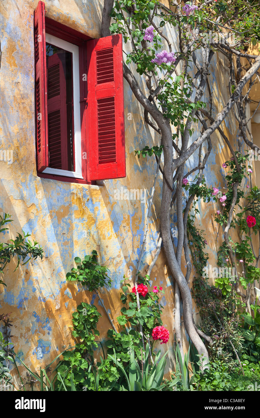 Quartier d'Athènes Plaka - petite maison. Le quartier d'Anafiotika, construit par des colons de l'île égéenne de Anafi dans Banque D'Images