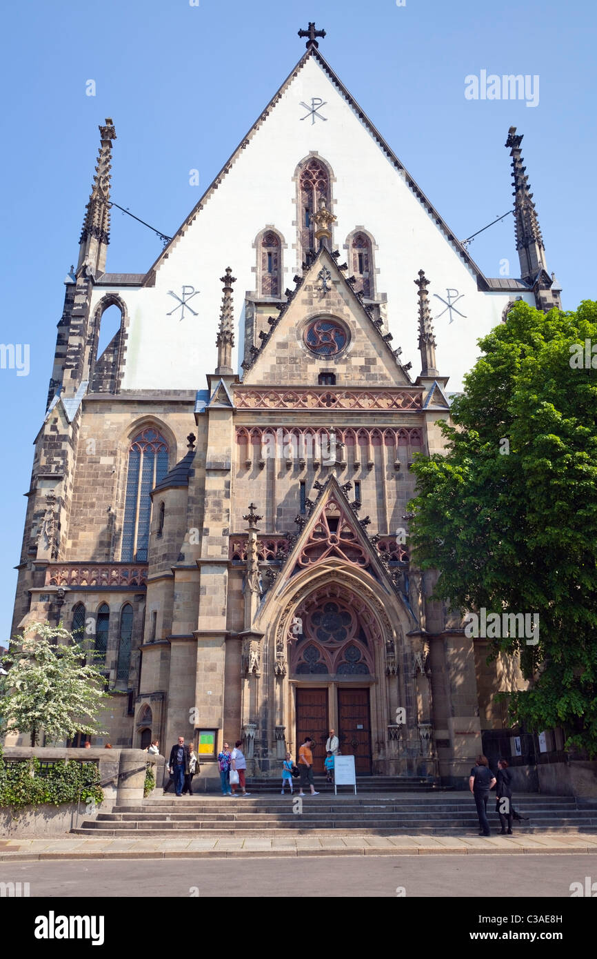 L''église St Thomas, Mendelssohn, portail de Leipzig, Saxe, Allemagne Banque D'Images