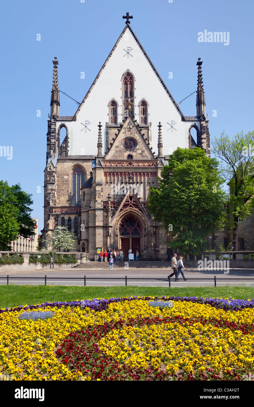 L''église St Thomas, Mendelssohn, portail de Leipzig, Saxe, Allemagne Banque D'Images