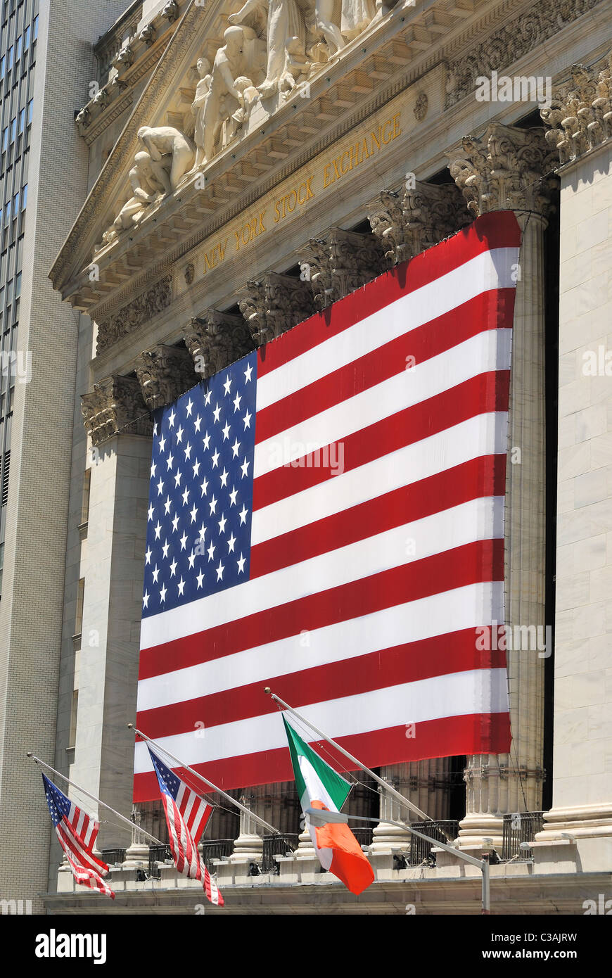 Le quartier historique de Wall Street à New York Ville de New York et le New York Stock Exchange. Le 12 juillet 2010. Banque D'Images