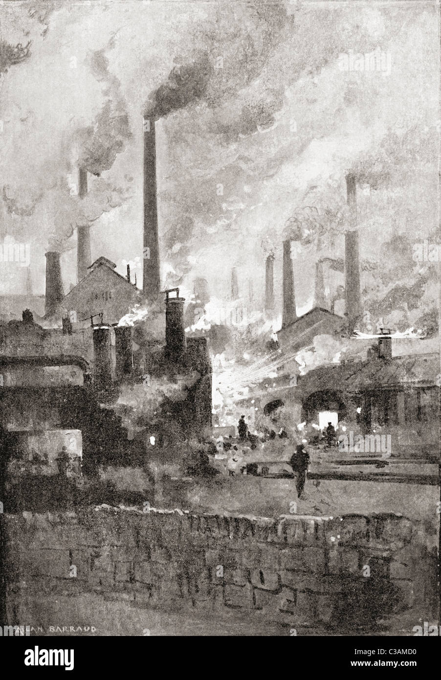 Fumeurs aciéries de Sheffield, South Yorkshire, Angleterre à la fin du xixe siècle. Banque D'Images