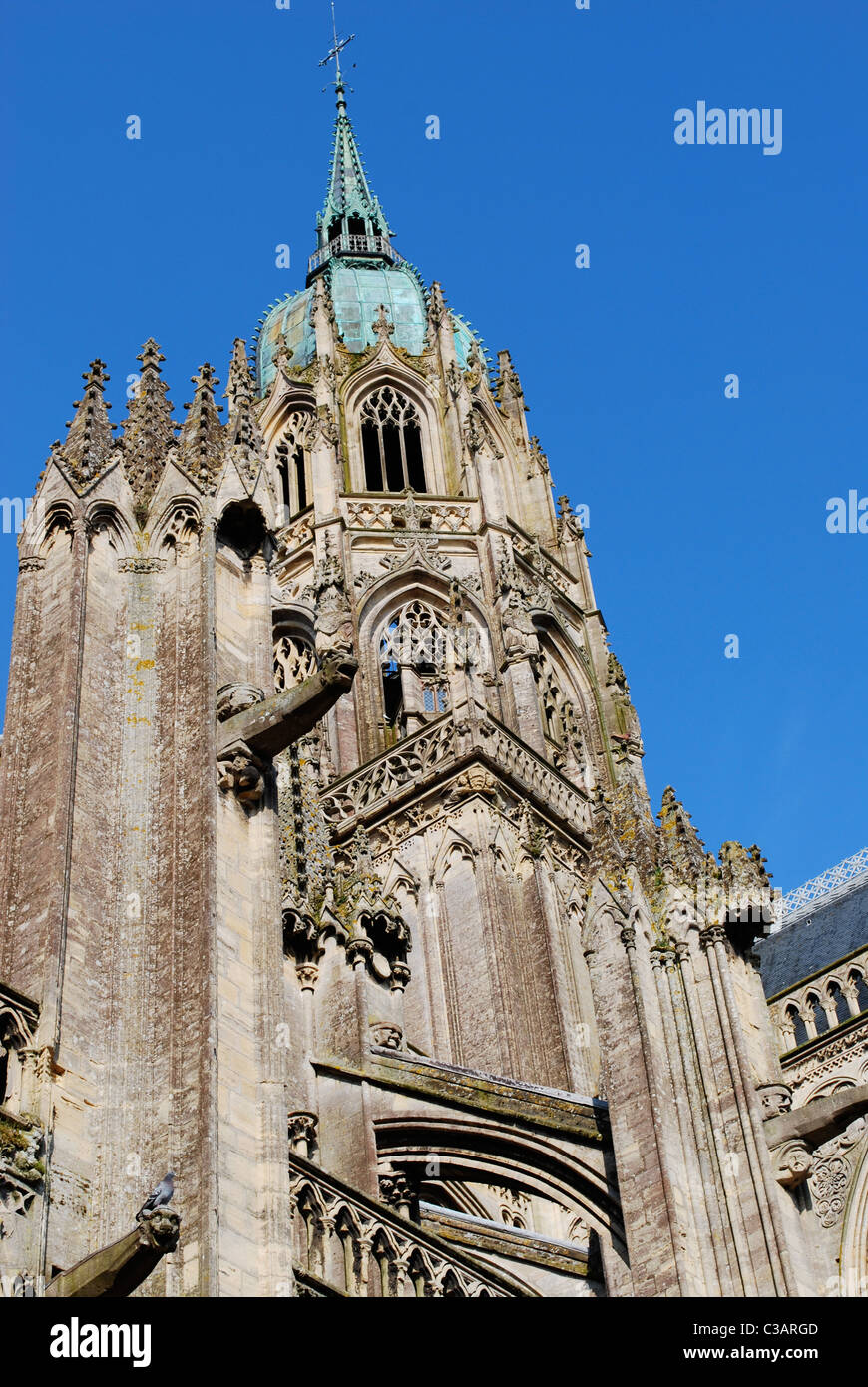 Vue de la tour de la cathédrale de Bayeux, Normandie, France Banque D'Images