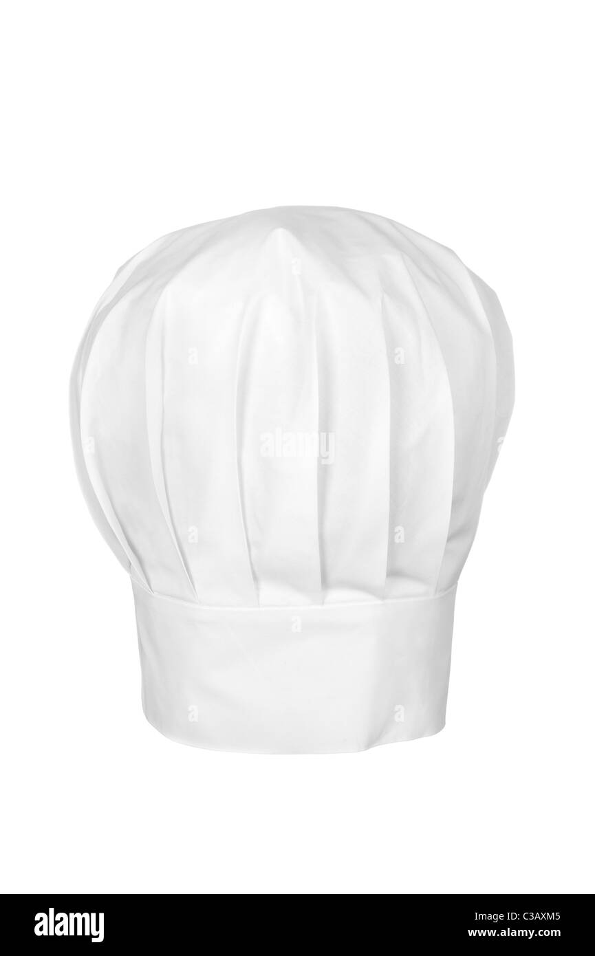 Un chapeau de chef isolé sur blanc. Chefs wear la hat comme un symbole de statut et de propreté et des raisons sanitaires. Banque D'Images