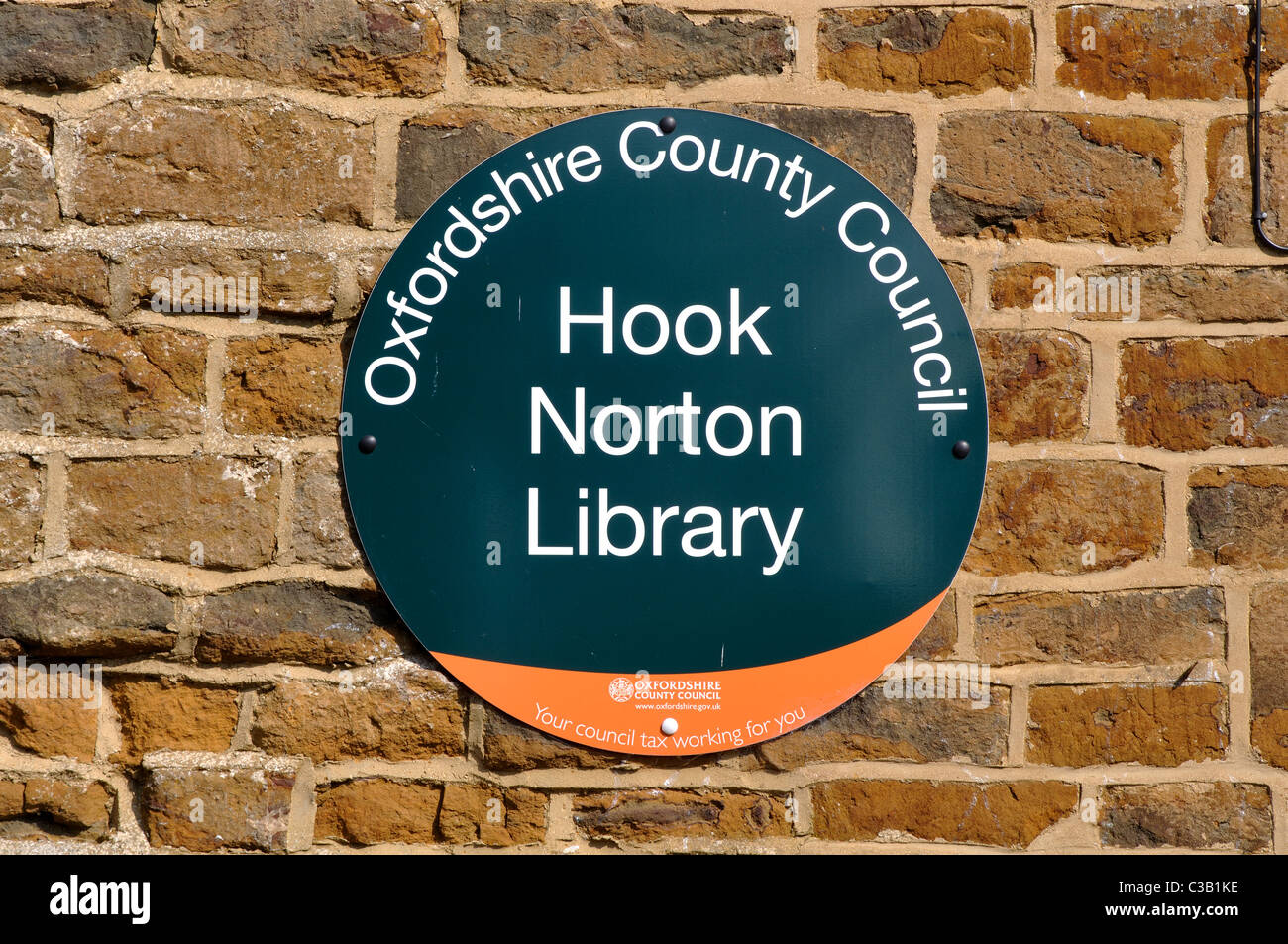 Hook Norton Library Sign, Oxfordshire, England, UK Banque D'Images