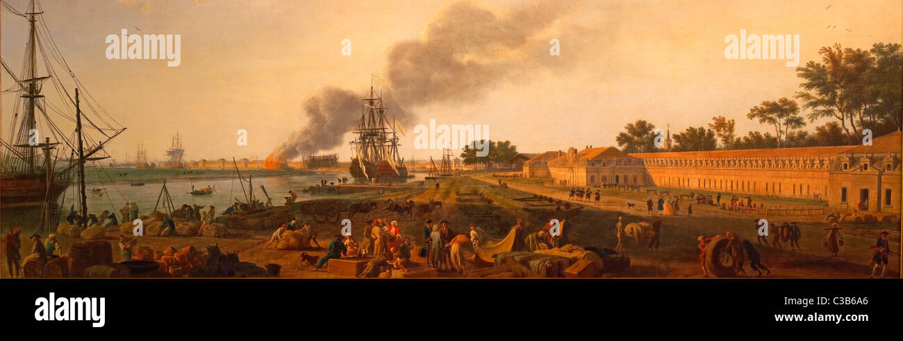 France Charente Maritime Rochefort Musée maritime du port de Rochefort en 1762 par Joseph Vernet (demandez l'autorisation avant Banque D'Images France Charente Maritime Rochefort Musée maritime du port de Rochefort en 1762 par Joseph Vernet (demandez l'autorisation avant Banque D'Images