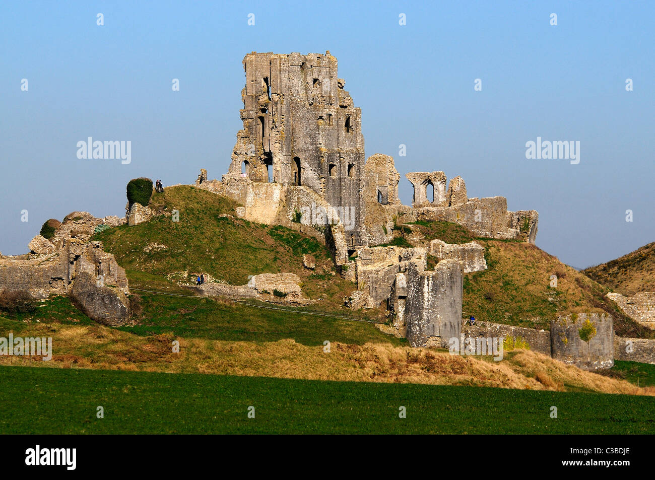 Le reste du château de Corfe dans l'île de Purbeck Dorset UK Banque D'Images