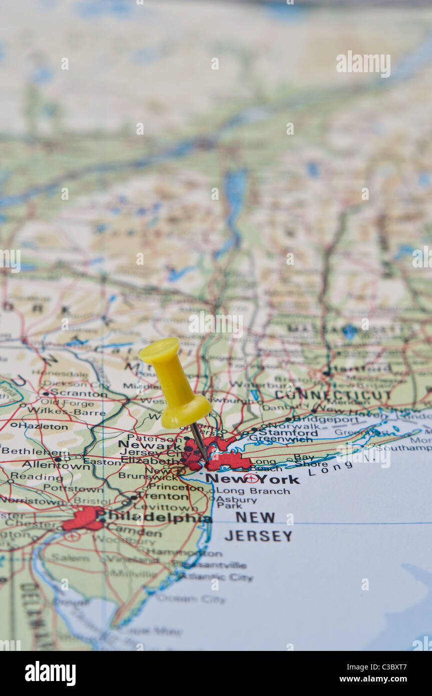 New york sur la carte du monde Banque de photographies et d’images à ...