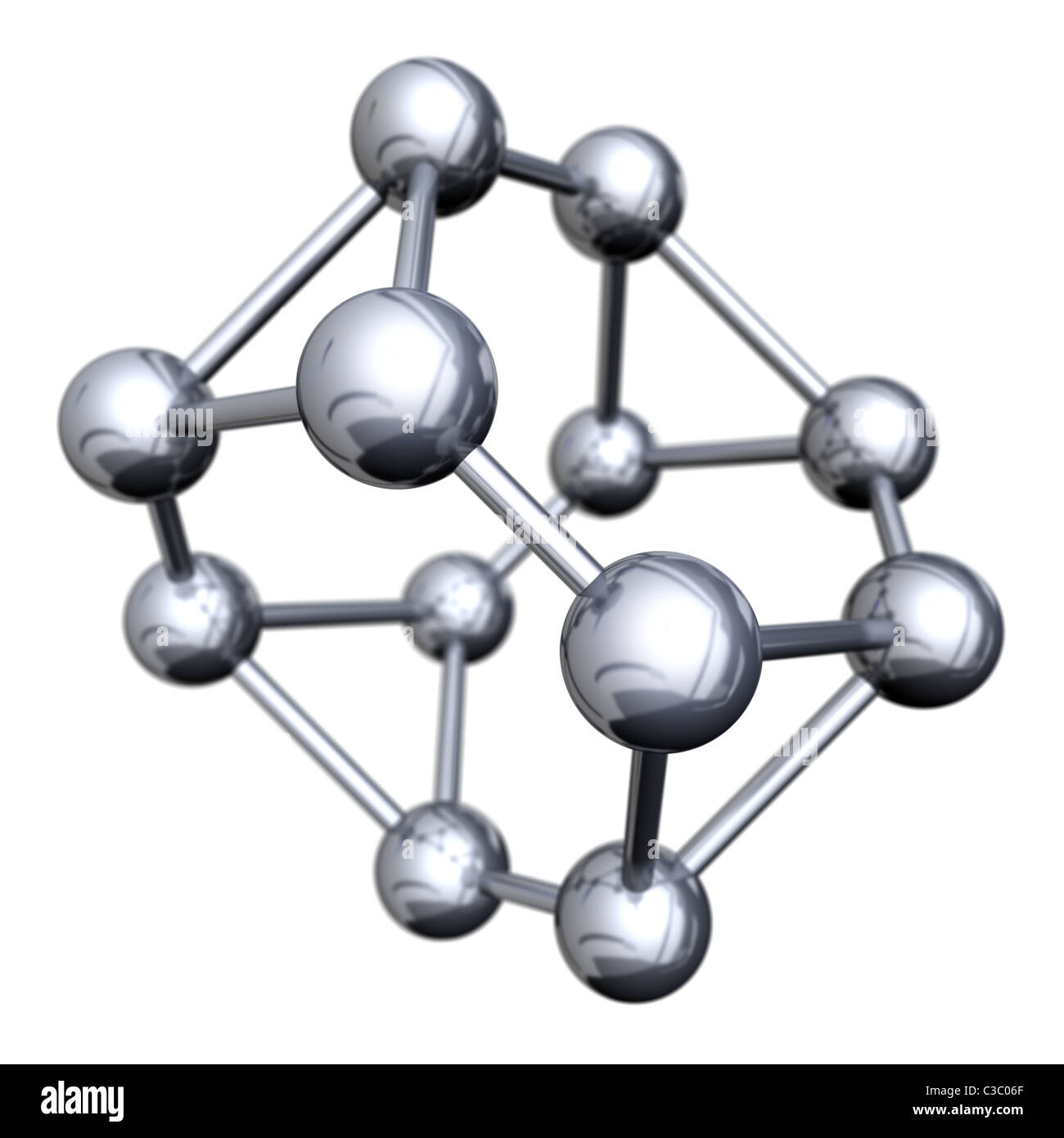 Structure Moléculaire Avec Des Billes D'acier Sur Fond Blanc